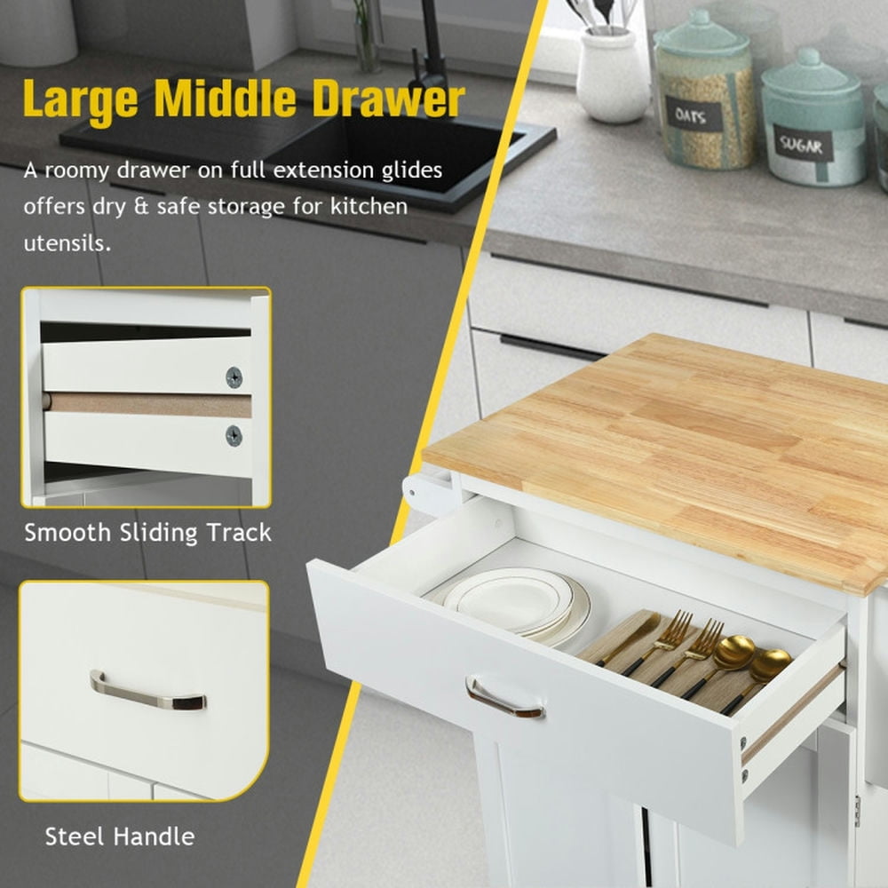 Finihen Rolling Storage Cabinet Cart, Kitchen Island Cart, Utility Rolling Storage Cabinet Kitchen Island Cart with Spice Rack, for Kitchen, Dining Room, White Finihen Rolling Storage Cabinet Cart, Kitchen Island Cart, Utility Rolling Storage Cabinet Kitchen Island Cart with Spice Rack, for Kitchen, Dining Room, White