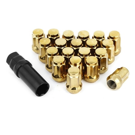 - 20 Pcs Security Locking Heptagon Closed End Lug Nuts Gold Tone M12x1.25mm