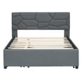 thumbnail image 6 of DreamBuck Full Size Upholstered Platform Bed with Trundle and Drawers, Wood Linen Fabric Platform Bed Frame with Brick Pattern Headboard, Full Bed Frame for Teens, Adults, No Box Spring Needed, Gray, 6 of 9