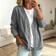 thumbnail image 2 of AherBiu Jean Cardigan for Women Button down V Neck Collarless Long Sleeve Oversized Denim Jacket with Pockets(X-Large,Gray), 2 of 8