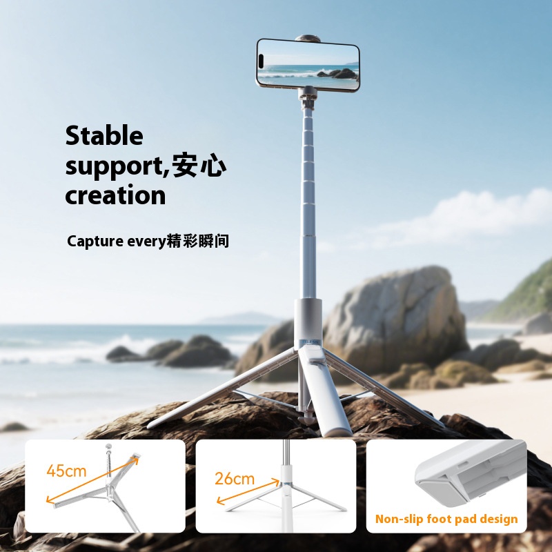 Extended Selfie Stick Tripod - Bigcan 1.7M Bluetooth Monopod with Remote Shutter, Foldable Aluminum Phone Holder for iPhone Android, Vlog Travel Photography Tool