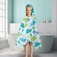 thumbnail image 6 of LightBlue Cartoon Dinosaurs Trees Pattern Hooded Bath Towel，50"x30" for Ages 3 To 12 Kids, Quick Dry Lightweight Soft Microfiber Hood Beach Towel Cover Up for Kids, 6 of 7