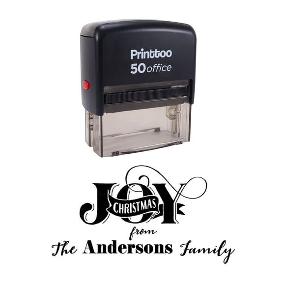 Printtoo Personalized Black Self Inking Joy Christmas Stamp Custom Rubber Stamper-68 x 30 mm