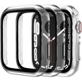 thumbnail image 1 of Compatible with Apple Watch Case 45mm Series 7/8 with Tempered Film Screen Protector, Full Protective Hard PC Bumper Touch Sensitive HD Screen Cover for iWatch Accessories, 3 Pack, Clear, 45mm, 1 of 5