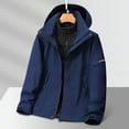 thumbnail image 2 of LpwkSSA Men's Three-in-one Splice Solid Color Outdoors Mountaineering Wearproof Warm Zipper Multi-pocket Down Feather Lnner Lap Coat Long Sleeve Jacket Blue L, 2 of 3