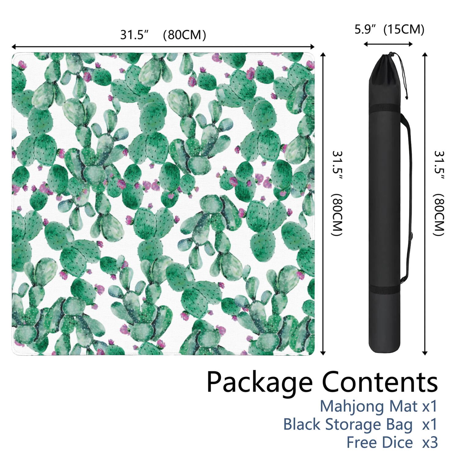 Botanical Pattern Mahjong Mat 31.5x31.5 Inches Crafted from Premium Rubber with Anti-Slip Grip Surface and Noise Dampening Features for Tiles Cards Games