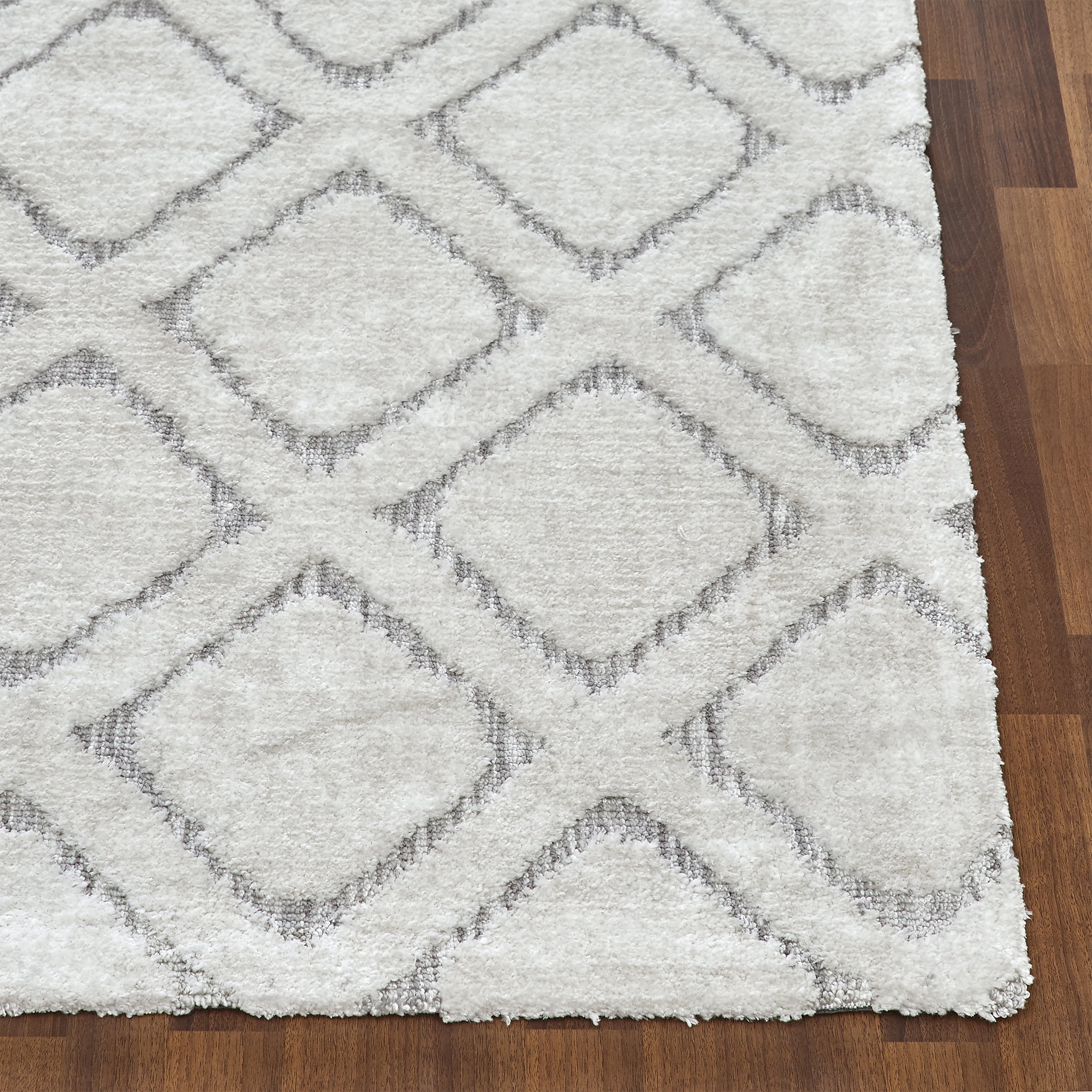Better Homes & Gardens Tufted Diamond Indoor Area Rug, Ivory, High-Low Pile, 5' x 7'