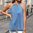 thumbnail image 5 of Uootdi Women's Denim Tops Halter Neck Sleeveless Ruched Camisoles Casual Loose Fit Lightweight Tops Gift, 5 of 8