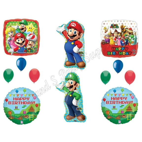 DELUXE! Mario Brothers Luigi Birthday Party Balloons Decoration Supplies Game