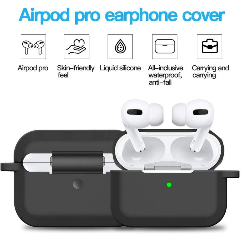 AirPods Pro Case,Apple AirPods Pro Accessories Kits, [Front LED Visible] 2 Packs AirPods Pro Silicone Case,Protective Silicone Cover Skin (Black