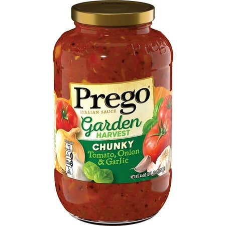 Prego Pasta Sauce, Garden Harvest Chunky Tomato Sauce with Onion and Garlic, 45 Ounce Jar