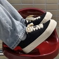 thumbnail image 6 of Men's Black Canvas Platform Sneakers with Off-White Sole, Casual Minimalist Shoes, 6 of 10
