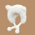 thumbnail image 3 of qolati Cute Faux Fur Ear Hats Womens Pompom Winter Hat with Ear Flaps Plush Warm Soft Fleece Linen Ski Snow Skull Cap, 3 of 3