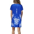 thumbnail image 3 of Gomelly Women Summer Beach Sundress Crew Neck Tunic Dresses Baggy Midi Dress Ladies Bohemian Party Floral Print Royal Blue XL, 3 of 5