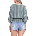 thumbnail image 3 of INSPIRAR CHIC Tops para el verano de mujeres, blusa de gasa con estampado de cuello en V, blusas de manga batwing smocked S gris claro verde, 3 of 6