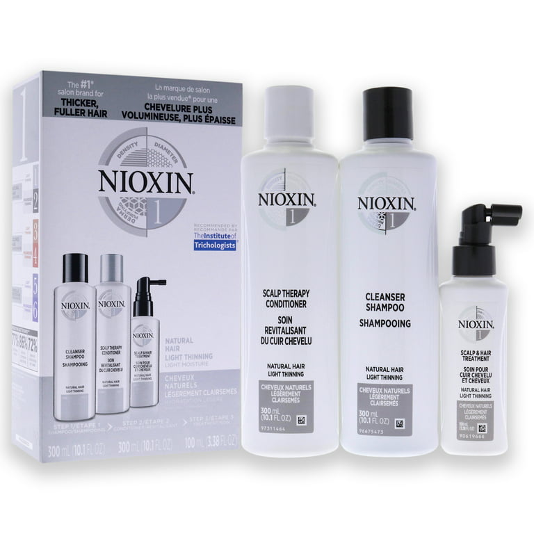 Nioxin System 1 Natural Hair Light Thinning by Nioxin for Unisex - 3 10.1oz Cleanser Shampoo, oz Scalp Therapy Conditioner, 3.38oz Scalp Hair Treatment - Walmart.com