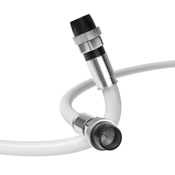 25' Feet, White RG6 Coaxial Cable with rubber booted Weather Proof