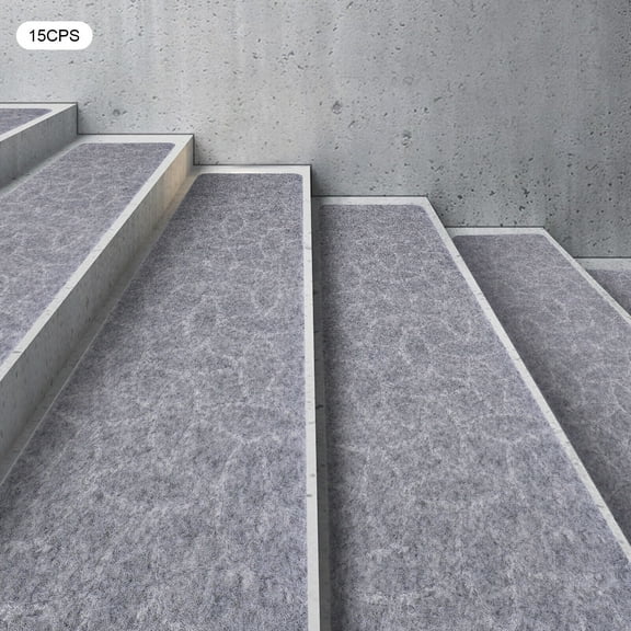 Stair Treads Indoor Non Slip / Skid Mats Step Pads Carpet Rugs Gray Set of 15