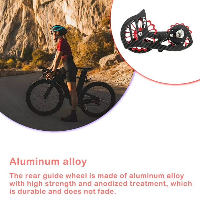 Oversized Ceramic Bearing Rustproof Pulley Rear Derailleur Cage Wear-resistant Hub Guide Wheel Kit Bike Accessories Outdoor Black/Red SD3