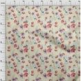 thumbnail image 3 of oneOone Cotton Flex Cream Fabric Flower & Leaves Watercolor Diy Clothing Quilting Fabric Print Fabric By Yard 40 Inch Wide, 3 of 4
