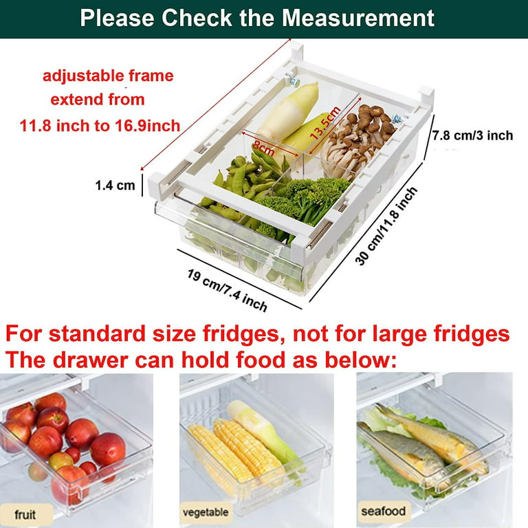 Fridge Drawers, Fridge Organizers and Storage Clear, Mini Refrigerator  Organizer Bins with Handle, Fit for Fridge Shelf Under 0.6 (1-grid) 