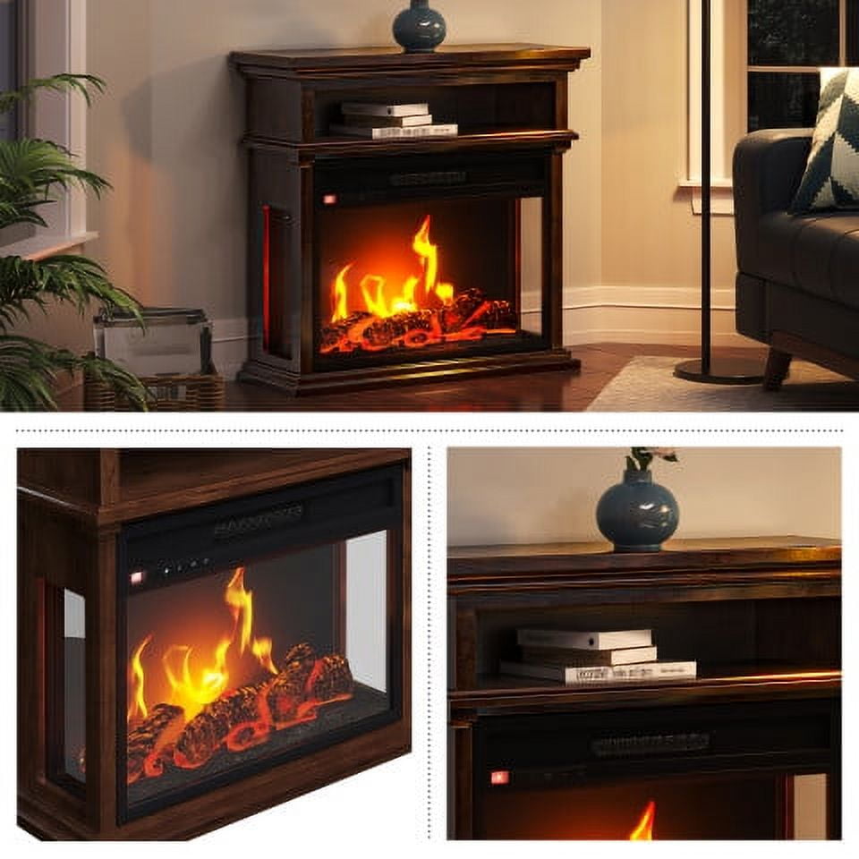 Northwest 3-Sided Electric Fireplace with Mantel, Shelf, and Remote (Brown) Northwest 3-Sided Electric Fireplace with Mantel, Shelf, and Remote (Brown) Sansujyuku sansujyuku.com
