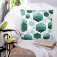 thumbnail image 3 of 20x20 Pillow Covers Set of 2, Turquoise Marble Throw Pillow Covers Decorative Couch Cushion Case, Gold White Geometric Hexagon Modern Microfiber Square Pillowcases for Bedroom Car Living Room, 3 of 7