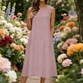 thumbnail image 2 of Summer Dresses for Women Plus Size Crew Neck Sleeveless Solid Color Shift with Pockets Casual Summer Wedding Guest Dress Beach Vacation Clothes, 2 of 9