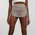 thumbnail image 2 of Seductiva Women's Shorts Women's White Mini Skirt Side Drawstring Stretchy Ruched Bodycon Short Mini Skirt Womens Workout Shorts, 2 of 4