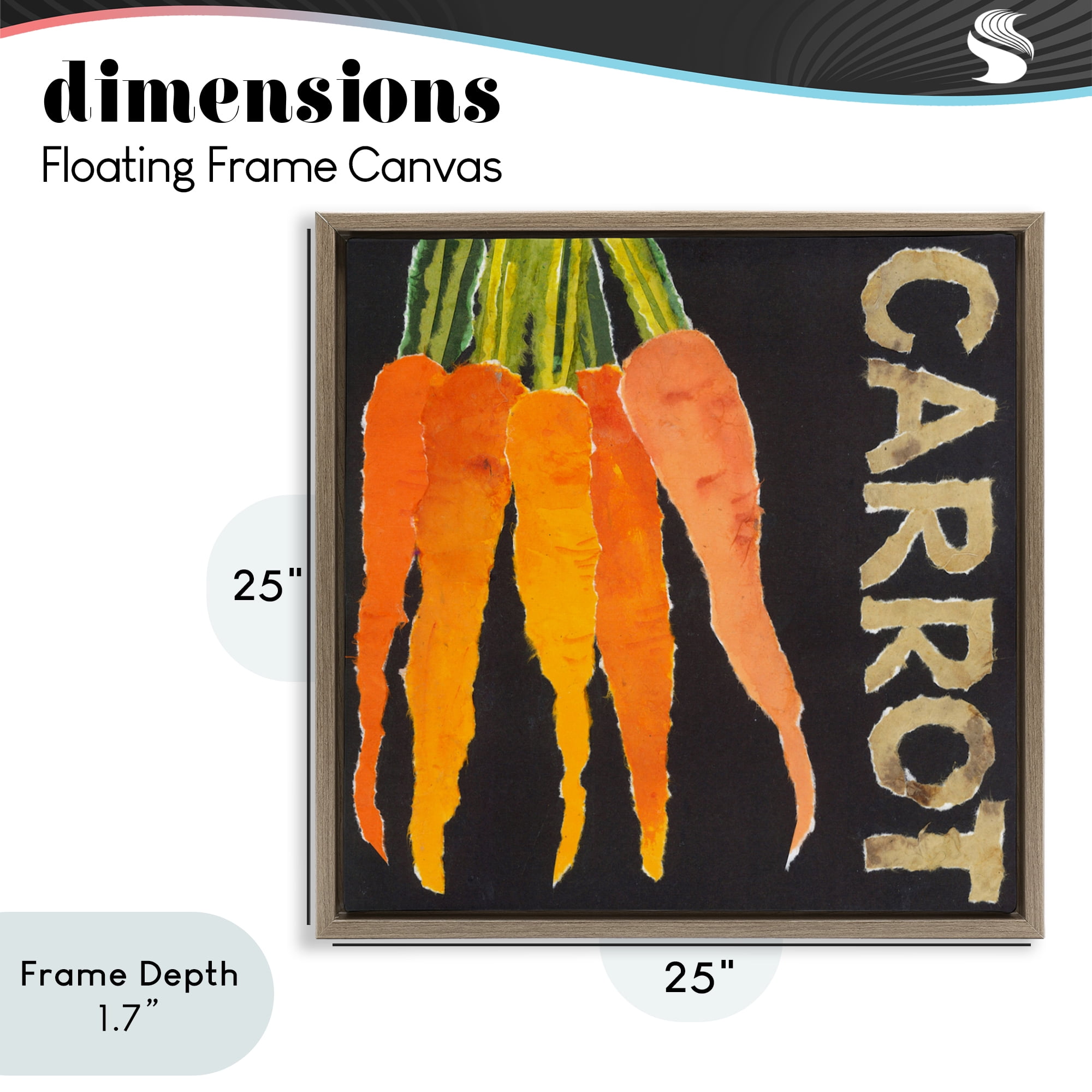 Stupell Industries Carrot Root Vegetable Brown Framed Floater Canvas Wall Art, design by Nancy Overton