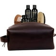 thumbnail image 2 of Leather Buffalo DoppKit Toiletry Travel Unisex Toiletry Cosmetic Pouch Shaving Kit Men Women (BROWN), 2 of 5