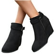 thumbnail image 5 of Tao Tao Women's Wedge Ankle Boots Fall Low Heel Short Booties Shoes Black 35, 5 of 9
