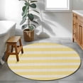 thumbnail image 5 of Yellow Striped Round Rug 3.3ft Washable Circle Entryway Rugs Non Slip Beige Retro Minimalism Abstract Stripes Area Rug Indoor Floor Carpet for Bedroom Kitchen Living Room Office Dining Room Nursery, 5 of 9