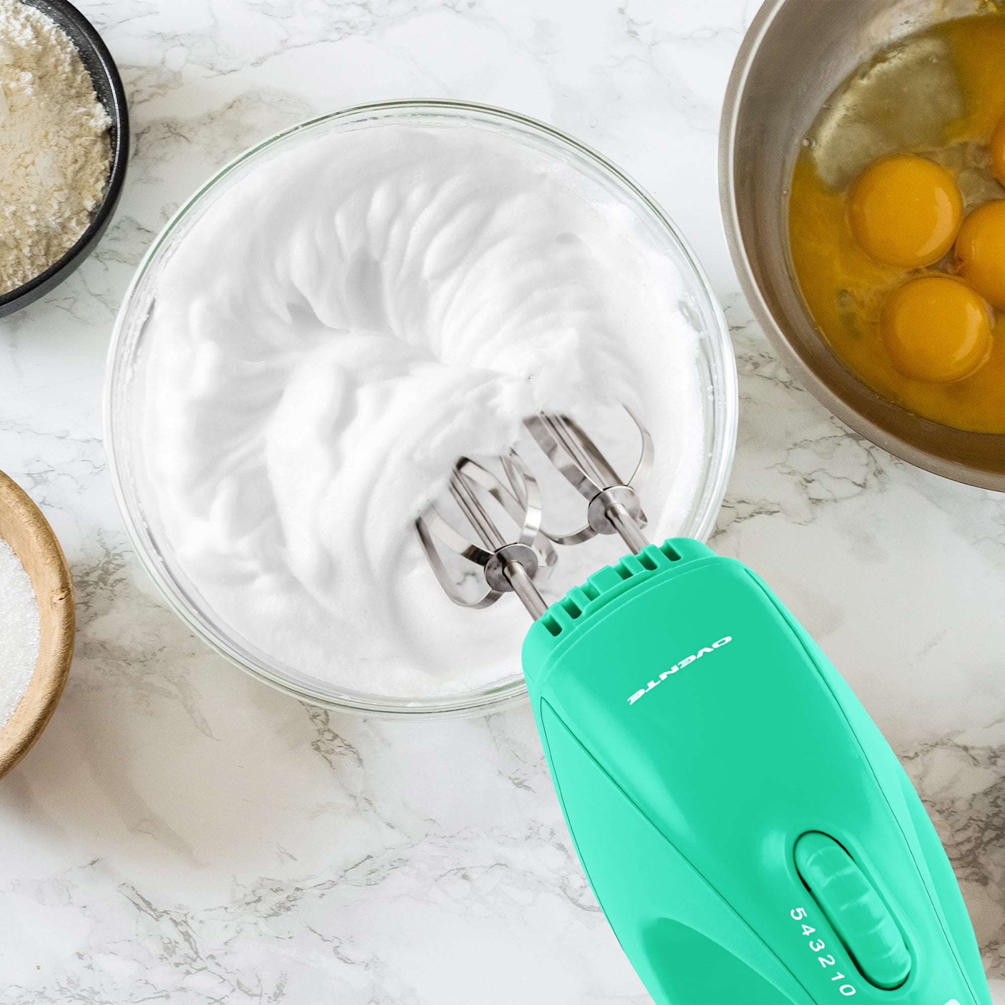 OVENTE 5-Speed Turquoise Portable Electric Hand Mixer with 2