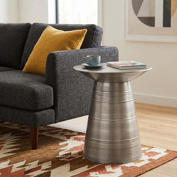 Simpli Home Sheridan 18 inch Wide Industrial Metal Accent Table in Antique Silver, Fully Assembled