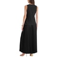 thumbnail image 3 of Conjunto de falda maxi plisada sin mangas de verano de 2 piezas con escote en V para mujeres, color negro, 3 of 6