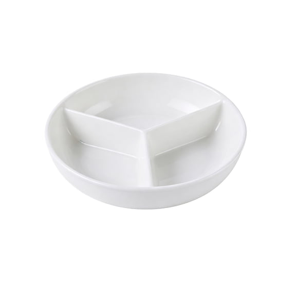 3-Compartment Divided Serving Tray Plastic 7.7 X 7.7 in for Meals Snacks and Party Food