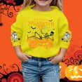 thumbnail image 2 of Krdevn Kids Everyday Is Halloween Skeleton Pumpkin Ghost Baseball Graphic Crewneck Sweatshirt Long Sleeve Casual Pullover Top for Halloween Holiday Wear Yellow,11-12 Years, 2 of 4