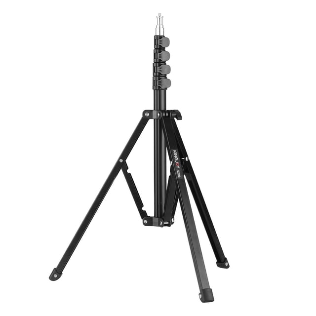 KINGJOY FL2019 Adjustable Metal Tripod Light Stand 8kg/17.6lbs Load Capacity 1/4 Inch Screw Max. Height 180cm/5.9ft for Photography Studio Reflector Softbox LED Video Light Umbrella