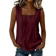 thumbnail image 2 of Neewe Summer Tank Tops for Women Pleated Square Neck Sleeveless Strap Shirts Casual Loose Fit Trendy Blouses, 2 of 8