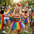 thumbnail image 5 of Forfamy 6 Pcs Rainbow Accessories Set Rainbow Costume for Women Pride Skirt Rainbow Tutu Skirt Headband Socks LGBTQ Gay Pride Accessories Rainbow Outfits, 5 of 7
