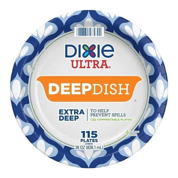 Dixie Deep Dish Paper Plate, 28 Ounce (Pack of 115)