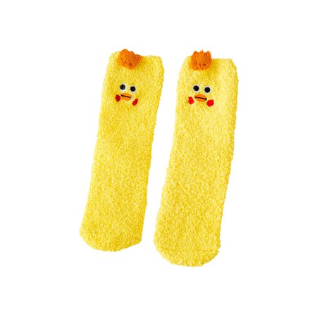 

Mackneog Winter Women Coral Fleece Socks Middle Tube Cute Home Stocking Clothing Shoes & Accessories Yellow