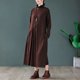 thumbnail image 1 of Vestido de cuello alto medio suelto de punto de talla grande artístico de otoño e invierno para mujeres gorditas, 1 of 5