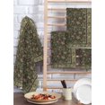 thumbnail image 2 of Sage Green Floral Boho Kitchen Dish Towels for Drying Dishes Set of 2, Ethnic Tribe Abstract Art Flower Waffle Weave Microfiber Hand Tea Bathroom Towels Quick Dry & Absorbent Towel 15.7x23.6, 2 of 7