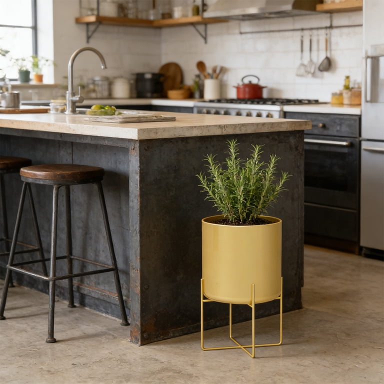 Inerposs Large Decorative Floor Planters, Metal Pots with Drainage Holes,  Planter Stand for Living Room, Office, Garden, Balcony, Modern Style Indoor  ...
