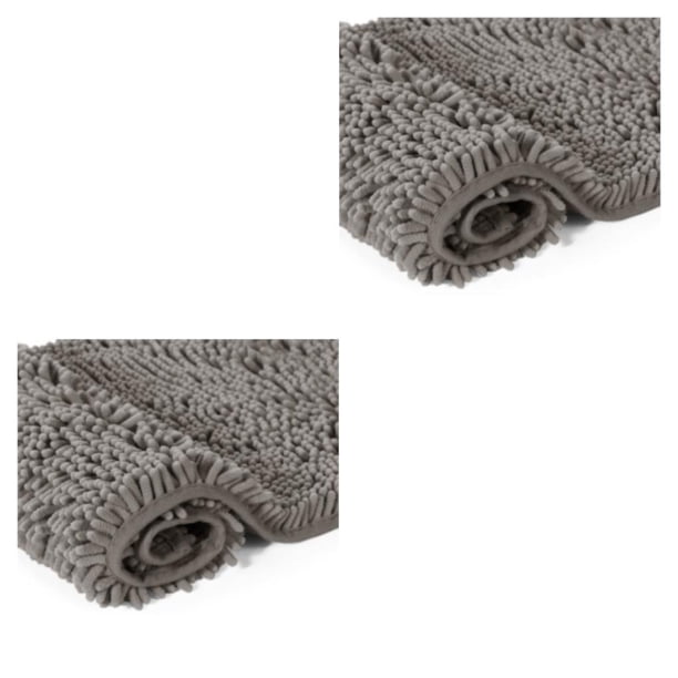 Cateissary Alfombrilla de chenilla inferior antideslizante para una fácil limpieza y seguridad Absorción de secado rápido Lavable a máquina Gris profundo 17*24 pulgadas 2Conjunto