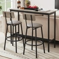 thumbnail image 2 of 3 Pcs Bar Dining Table Set, Minimalist Style Bar Table With 2 Bar Stools PU Soft seat with Backrest Footrest for Dining Room, Kitchen,Grey,43.31"L x 15.75"W x 35.43"H, 2 of 7