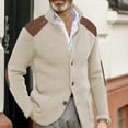 thumbnail image 4 of DondPO Cardigan Men Mens Casual Button Cuff Shoulder Patch Slim Warm Sweater Cardigan Jacket Lapel Long Sleeve Knit Jacket Men's Cardigan Sweaters Mens Sweaters Beige XL, 4 of 4