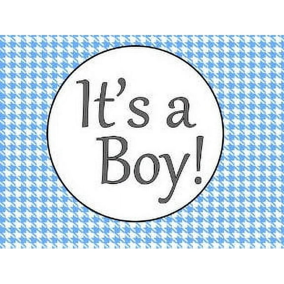 It's A Boy Baby Shower Edible Cake Decoration Image Topper - Blue Houndstooth